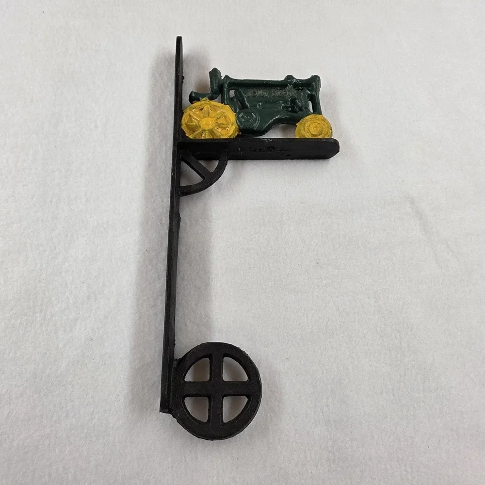Vtg John Deere Cast Iron Dinner Bell Wall Mounting Bracket Only Green Tractor